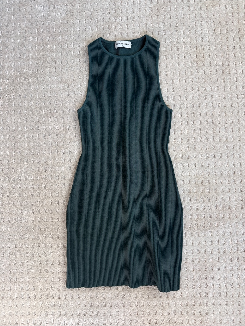 NWOT Aritzia Babaton Sculpt Knit Racer Mini Dress Teal Green Sleeveless Bodycon
